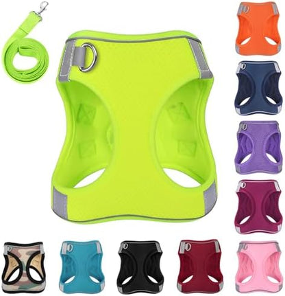 Dog Harness with Leash Set, No-Pull Step-in Reflective Pet Harness with 1 Leash by PWOD