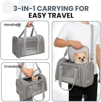 Soft-Sided Cat Carrier 20x13x13 in Expandable Travel Pet Bag 22LBS - Image 7