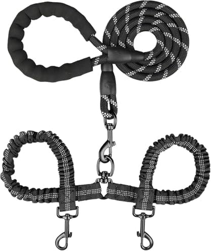 MingXpets Double Dog Leash, 360° Swivel Tangle Free Bungee Walking Training by MingXpets