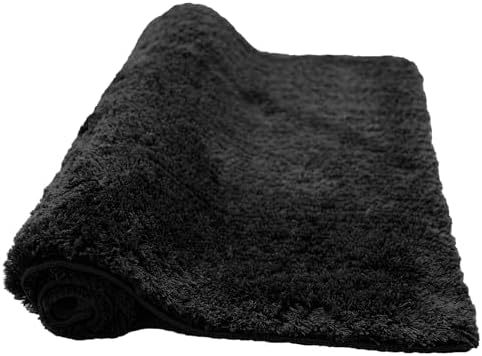 CozeCube 32"x20" Black Non Slip Microfiber Bathroom Rug Washable by CozeCube
