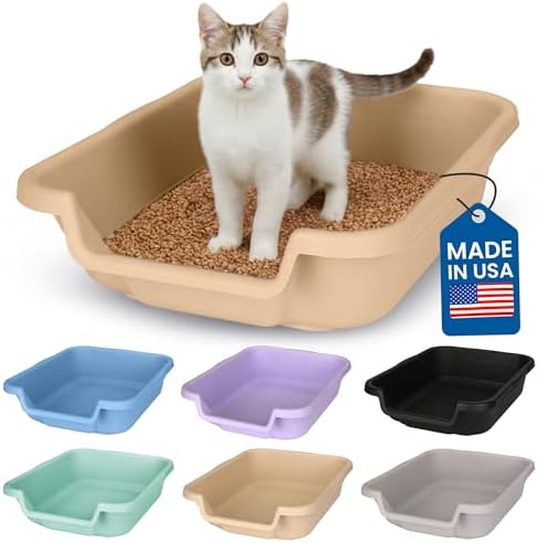 KittyGoHere Senior Cat Litter Box, Small Litter Pan, Small Beach Sand by NE14pets