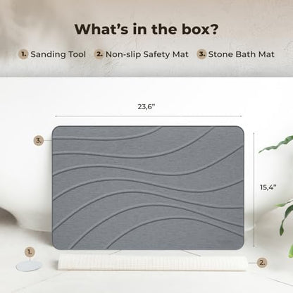 TOSORO - Stone Bath Mat Diatomaceous Earth Shower Mat Non-Slip Super Absorbent - Image 6
