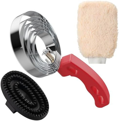 Curry Comb Kit, 6 Ring Curry Comb & Rubber Brush & Horse Grooming Mitts by Youven
