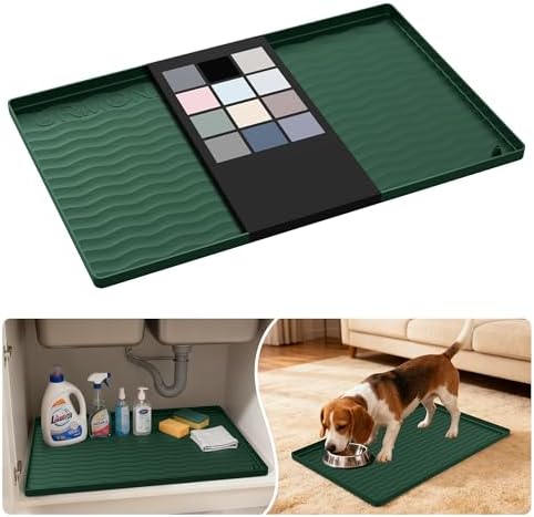URMONA Waterproof Silicone Under Sink Mat, 22 x 14 in, Flexible Shelf Liner by URMONA