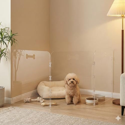 3-Panel Clear Acrylic Freestanding Dog Gate, Folding Pet Barrier - Image 3