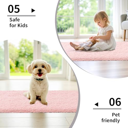 Disolla Pink Bathroom Rugs 20x32, Non-Slip Plush Thick Bath Mat - Image 6