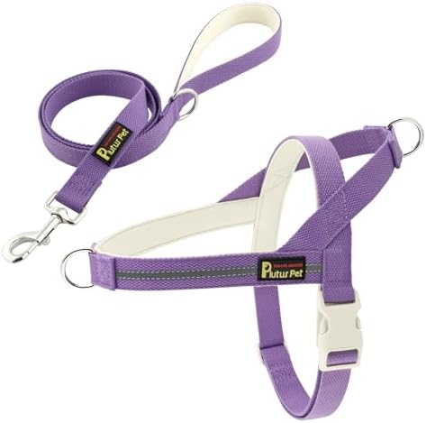 Plutus Pet Cotton Dog Harness and Leash Set, Reflective and Soft Padded by PLUTUSPET