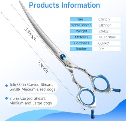 Curved Dog Grooming Scissors 7.5 in Curve Shears - Image 5