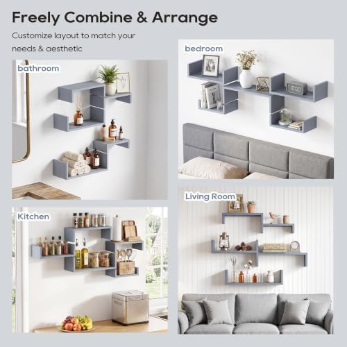 SRIWATANA Weathered Gray Floating Shelves - Image 3