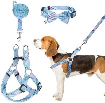 BINGPET No Pull Dog Harness Leash Collar Set, Adjustable Step-in Vest by BINGPET
