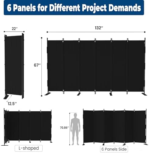 Room Divider, 6 Panel Upgraded 132” Folding Screen Highly Secretive - Image 6