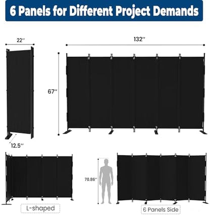 Room Divider, 6 Panel Upgraded 132” Folding Screen Highly Secretive - Image 6