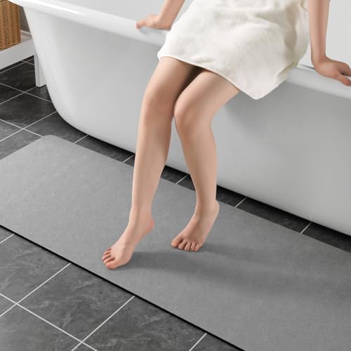 Long Bath Rugs 47x17-Diatomaceous Earth Stone Bath Mats by Earcu