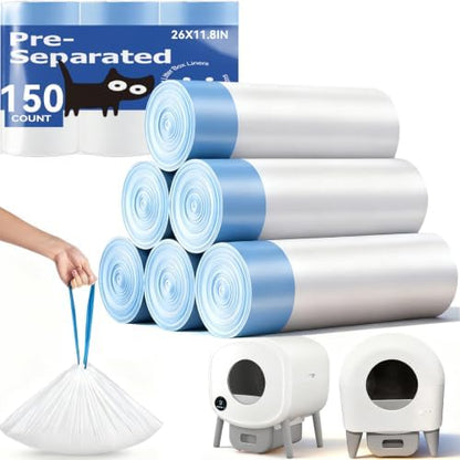 150 Count Cat Litter Box Bags for Automatic Cat Litter Box by KropBom