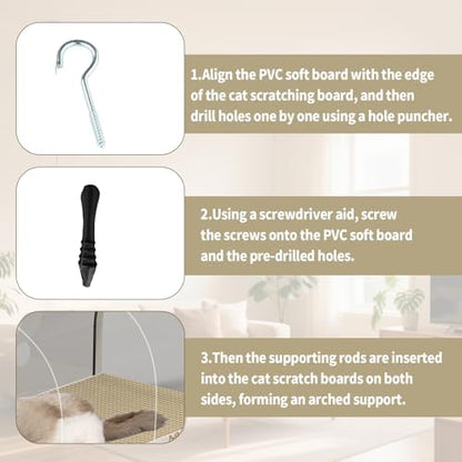3 Function in 1 Cardboard Cat Scratcher Board, 31.5 in Cat Scratcher House - Image 7
