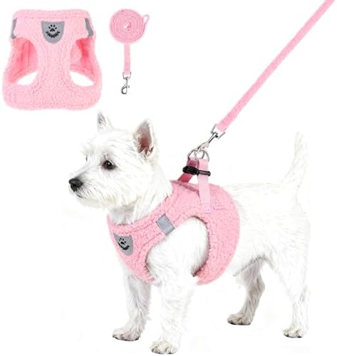 KOOLTAIL Plush Small Dog Harness and Leash Set, Warm Fleece No Pull Puppy Vest by KOOLTAIL