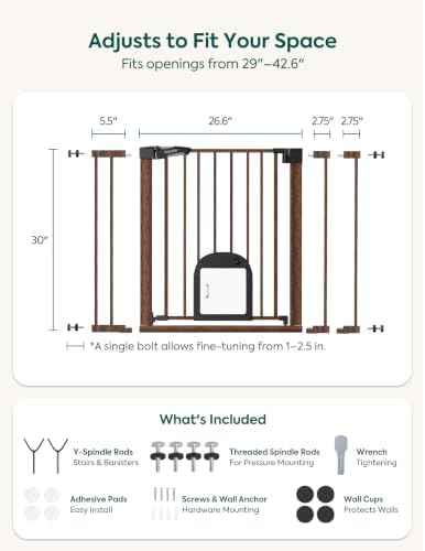 Babelio Dog Gate with Adjustable Cat Door, CatPrivilege III - Image 6