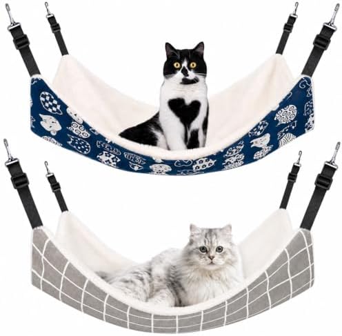 Jetec 2 Pack Cat Hammock for Cage, Cat and Plaid by Jetec