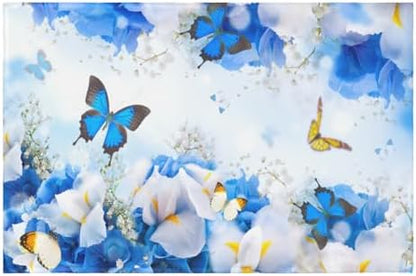Giwawa Blue Floral Bath Rug Flower Butterfly Bathroom Carpet Extra Soft Plush by Giwawa