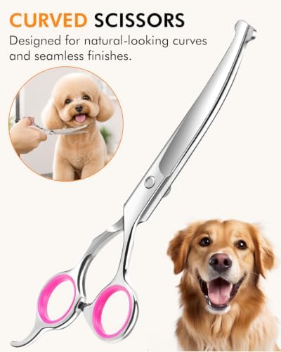 Curved Dog Grooming Scissors, 7.7 Inch Pet Grooming Shears - Image 4