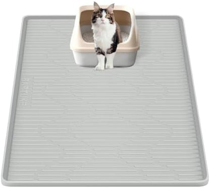 Silicone Cat Litter Box Mat 27"x 27" Extra Large Cat Rubber Mat by Bartuke