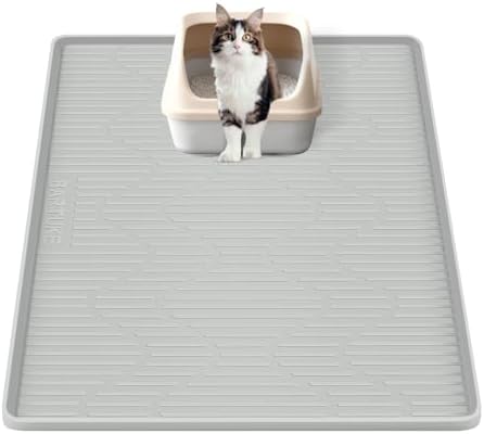 Silicone Cat Litter Box Mat 24"x 17" Extra Large Cat Rubber Mat by Bartuke