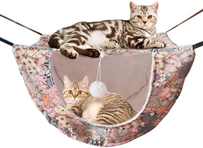 JSPYFITS Cat Cage Hammock, Double Layer Hanging Adjustable Soft Pet Bed Suitable by JSPYFITS