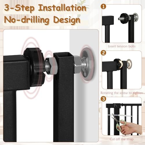 55'' Extra Tall Cat Gate, 30.1"-34.1" Wide Auto Close Tall Pet Gate - Image 6