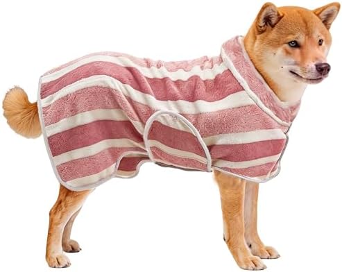 Fast‑Drying Dog Bathrobe, Absorbent Striped Pet Towel by PawSailor