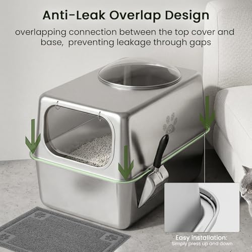 Enclosed Stainless Steel Litter Box - Image 4