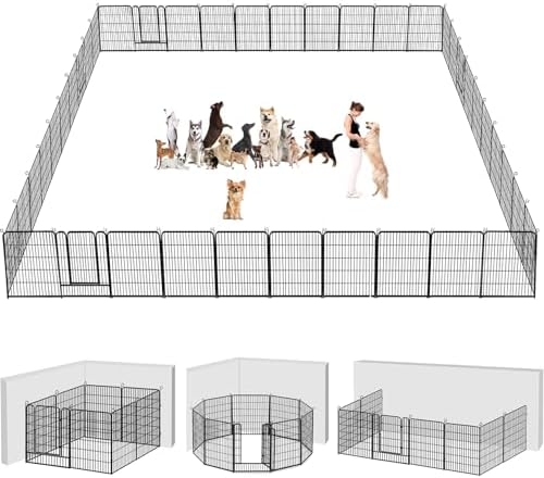 Dog Playpen Dog Fence Outdoor for Yard, 32inch 48 Panels Dog Pens Outside by Jhsomdr