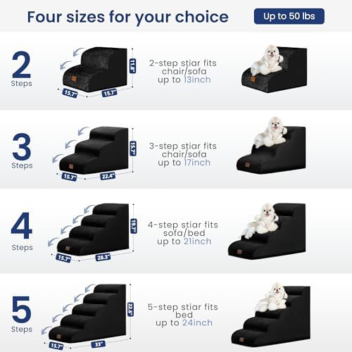 GoGoBunny Dog Stairs for Small Dogs, 3-Step Pet Steps for Couch Sofa - Image 3