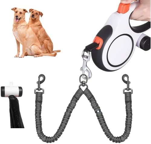 16FT Dual Retractable Dog Leash 2 Medium Dogs-White by Unknown