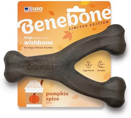 Benebone Wishbone Chew Toy for Aggressive Chewers, Pumpkin Spice by Benebone