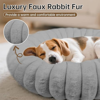 Donut Small Medium Dog Bed Washable Kitty & Puppy Bed, 23in Grey - Image 3