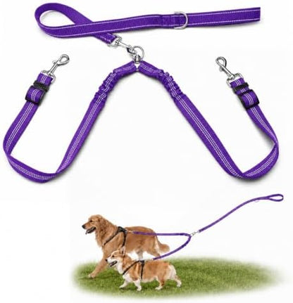 Double Dog Leash Padded Handle 360°Swivel No Tangle Dual Leash by PUEENOD