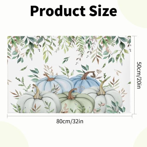 Giwawa Fall Blue Pumpkin Bath Rug Autumn Harvest Bathtub Mat Non Slip Absorbent - Image 3