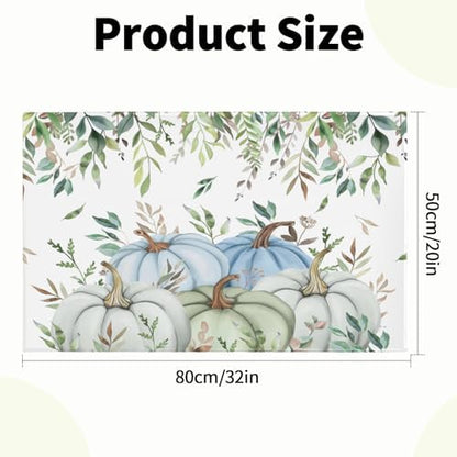 Giwawa Fall Blue Pumpkin Bath Rug Autumn Harvest Bathtub Mat Non Slip Absorbent - Image 3