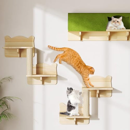 Cat Wall Shelves Set, 7-in-1 Cat Wall Furniture - Image 6