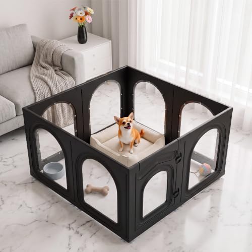 Acrylic Dog Playpen Indoor, 23.6" H 8 Panels Puppy Playpen by Unknown