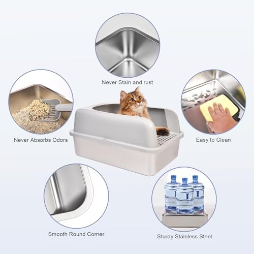 Henkelion 2 Pack Stainless Steel Cat Litter Box - Image 3