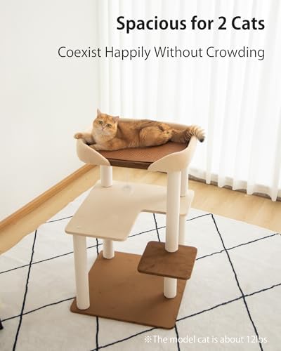37.5" Cat Tree Tower for Large & Senior Cats, Low-Step Design - Image 2