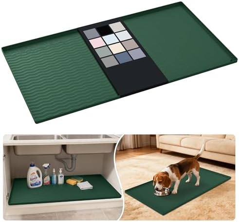 URMONA Waterproof Silicone Under Sink Mat, 40 x 22 in, Flexible Shelf Liner by URMONA
