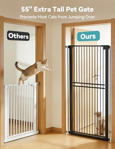 No Pawblems 55" Extra Tall Pet Gate, 31.5"-48" Wide Tall Dog Gate - Image 2