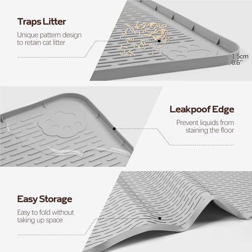 Silicone Cat Litter Mat for Litter Box 57”x40” Large Cat Mat, Light Grey - Image 3