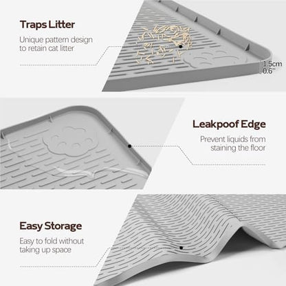 Silicone Cat Litter Mat for Litter Box 57”x40” Large Cat Mat, Light Grey - Image 3
