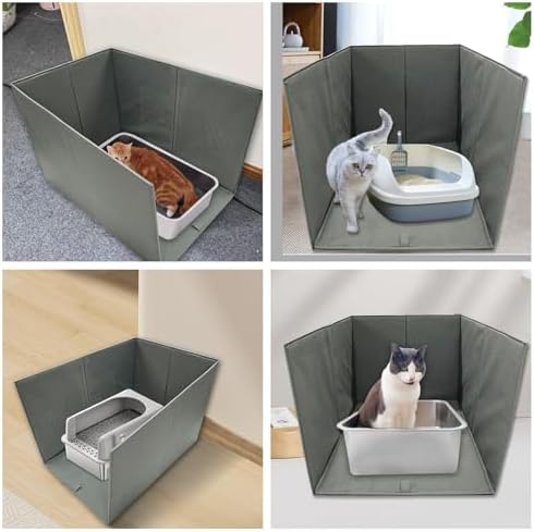Cat Litter Box Enclosure Splash Guard Large Foldable Removable Mat, Tall - Image 7
