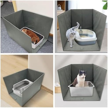 Cat Litter Box Enclosure Splash Guard Large Foldable Removable Mat, Tall - Image 7