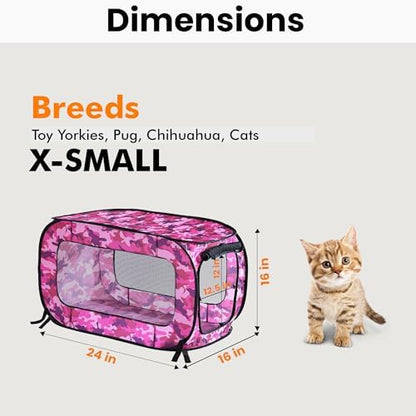 Portable Collapsible Pop Up Kennel, Camo Pink - Image 2