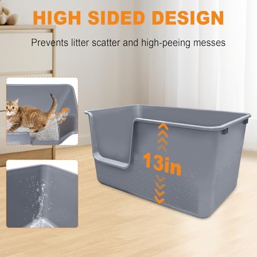 Jumbo Cat Litter Box with High Sides, 24.4" L× 15.1" W× 13.0" H, Extra Large - Image 3